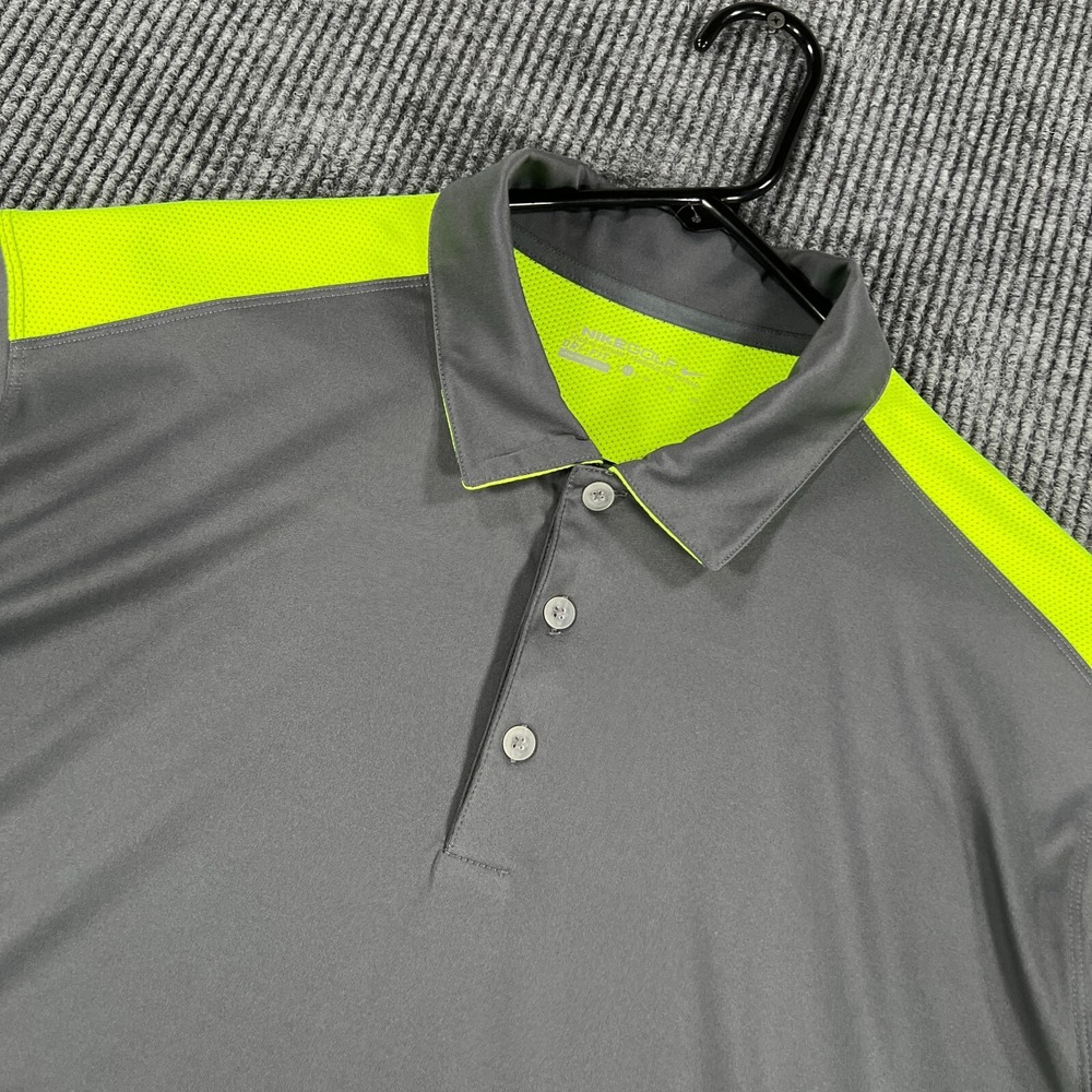 Nike Golf Polo Shirt Mens XL Extra Large Gray Green Short Sleeve Dri Fit Casual